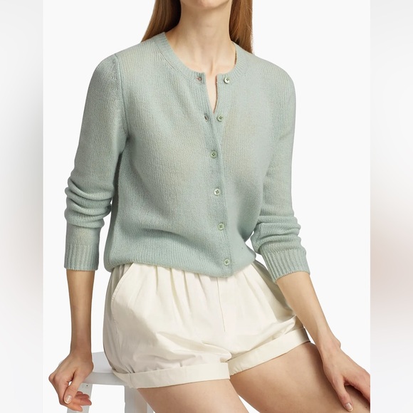 Doen The Danae Cashmere Crewneck Cardigan Size S in Tidepool - Picture 3 of 15